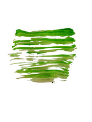 A vintage inspired abstract green brush strokes with artistic texture for transparent PNG design elements.