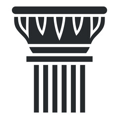 Vector icon showing a building column with decorative elements and distinct lines, representing classic architecture