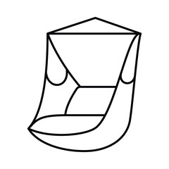 An icon of a hanging garden hammock chair designed for outdoor use. Ideal for relaxing in the garden or on the patio.