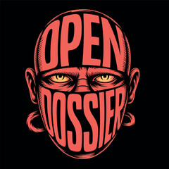 Open dossier illustration of a man with a mask Vector