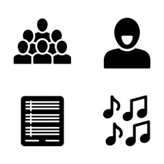 Group of people and music icon set Vector