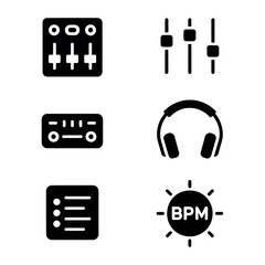 Music production icons set for audio editing software Vector