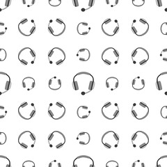 Monochromatic Headphone and Headset Seamless Pattern