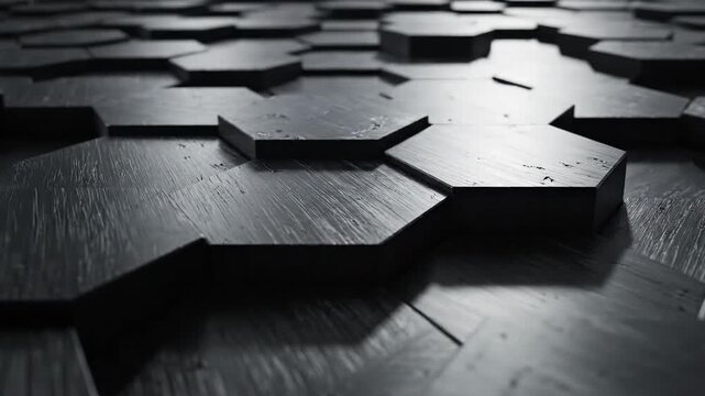 Abstract hexagonal surface grid pattern with dynamic lighting effects