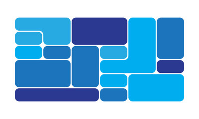 Blue color modern liquid bento grid collage frame effect UI panel template design. Web interfaces surface UI UX design.