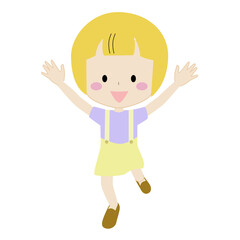 ジャンプしている女の子のイラスト