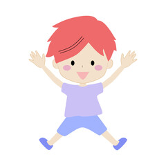 ジャンプしている男の子のイラスト