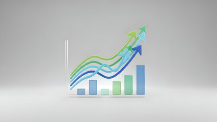 Business graph with upward trend and success.