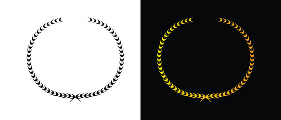 Laurel wreath icon set. black and golden laurel wreath icon set. floral icon set.