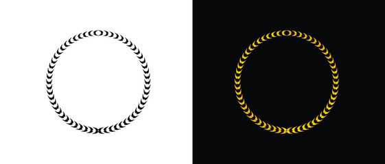 Laurel wreath icon set. black and golden laurel wreath icon set. floral icon set.