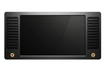 Black portable multimedia device screen isolated with transparent background