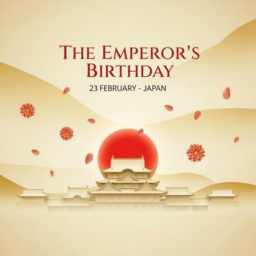 Japanese emperor s birthday celebration with traditional architecture and floral elements