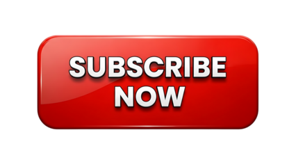 Red glossy Subscribe Now button with background removal