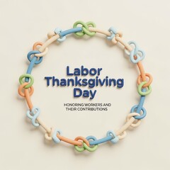 Colorful knotted circle framing labor day and thanksgiving day text design