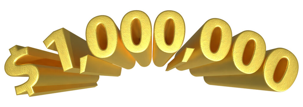 One million dollars golden number. 1000000 PNG