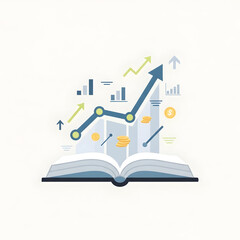 Open Book with Rising Business Graph.