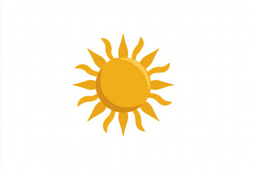 Bright yellow cartoon sun on a clear sky, spreading warmth and light, bringing a sense of joy and optimism