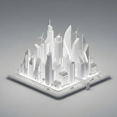 3D Cityscape Model with Modern Skyscrapers.