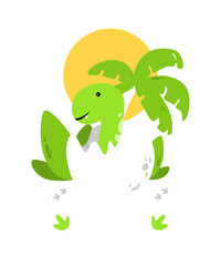 Cute Dinosaur Cartoon Born to Be Wild | Jungle Nursery Art, Dino Hatching Egg Illustration, Playful Cartoon Background for Kids Room