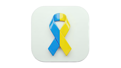 Blue and Yellow Ribbon Icon