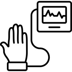 Blood Pressure Check Monitoring Line Icon: Hypertension and Health