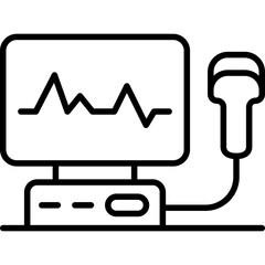 Echocardiogram Heart Ultrasound Line Icon: Cardiology and Medical Check
