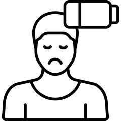 Fatigue Tired Person Line Icon: Symptom and Healthcare