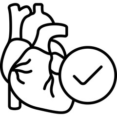 Healthy Heart Wellness Line Icon: Cardiology and Fitness