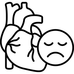 Heart Disease Cardiology Condition Line Icon: Healthcare and Medicine