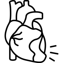 Heart Failure Cardiology Condition Line Icon: Medical and Health