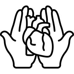 Heart Donate Organ Donation Line Icon: Healthcare and Charity
