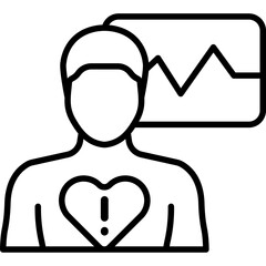 Heart Problem Medical Condition Line Icon: Cardiology and Health