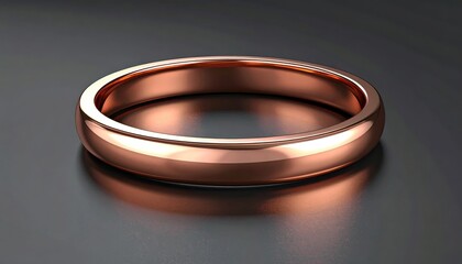 Rose gold wedding ring on black background with in the middle ring.