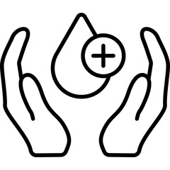 Blood Donation Charity Line Icon: Medical and Help