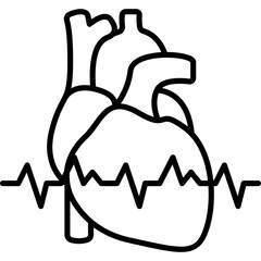 Arrhythmia Irregular Heartbeat Line Icon: Cardiology and Pulse