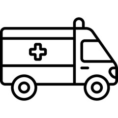 Ambulance Emergency Vehicle Line Icon: Hospital and Rescue