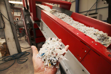 inside a plastic recycling factory