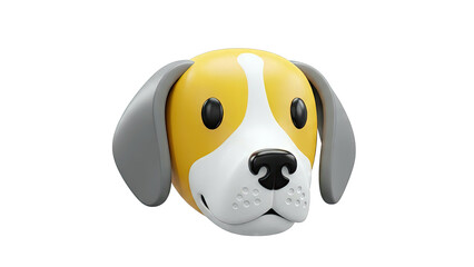 3D Cartoon Beagle Dog Face Emoji