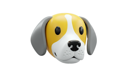 3D Cartoon Beagle Dog Face Emoji