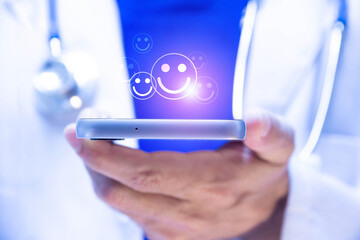 mano, telefono, medico, dottore, psicologo, buon umore,  soddisfazione, applicazione