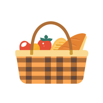 modern element in vector and EPS format, clean vector isolated on a white background, An Icon clipart set, An Imaginary 2D flat icon picnic basket group set