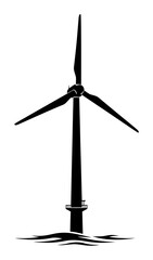 Offshore Wind Turbine - Minimalist Vector Silhouette