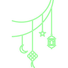 Neon Ramadan Hanging Decorations Illustration
