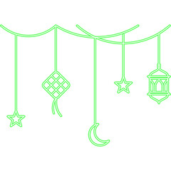 Neon Ramadan Hanging Decorations Illustration