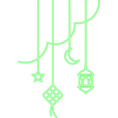 Neon Ramadan Hanging Decorations Illustration