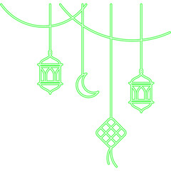 Neon Ramadan Hanging Decorations Illustration