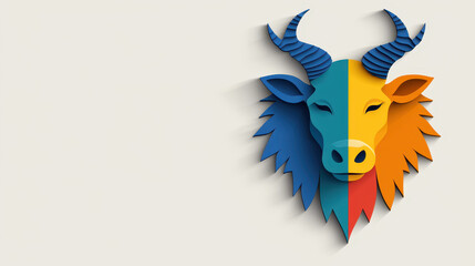 Zodiac bull symbol illustration colorful animal head minimalist design