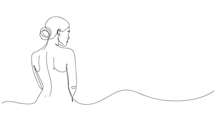 Elegant continuous one line art vector illustration of a woman's back, minimalism in its finest form