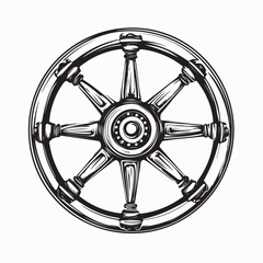 Old Rustic Wagon Wheel Image Vector Isolated on White Background