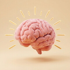 human brain with idea rays 3d